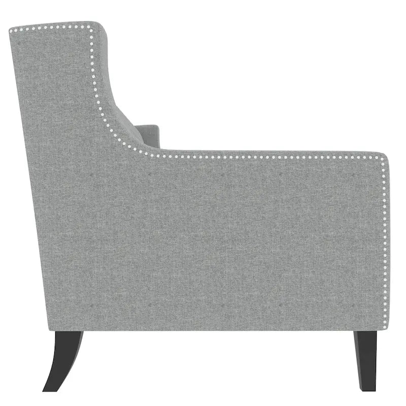 Grey 78.75 Polyester 3-Seater Sofa with Tufted Back and Cushions