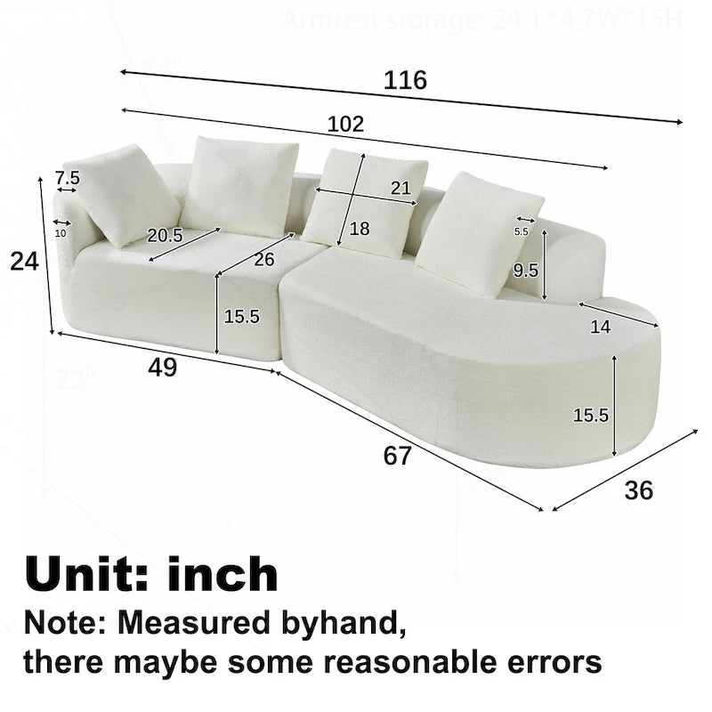 Modern Curved Sectional Sofa with High-Quality Upholstery and Spacious Seating