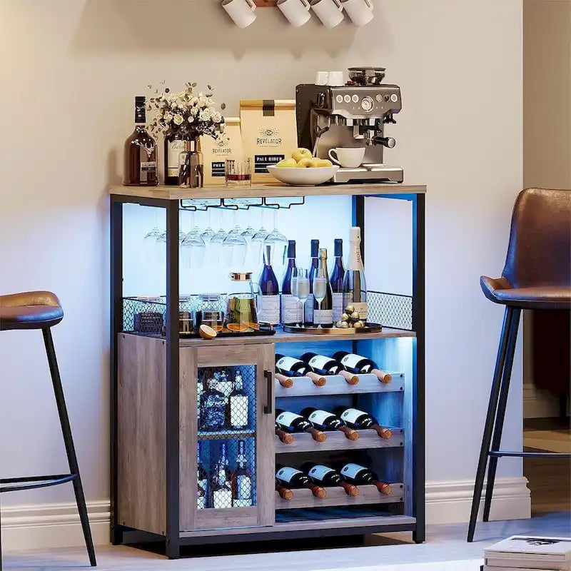 IDEALHOUSE Wine Bar Rack Cabinet with Light