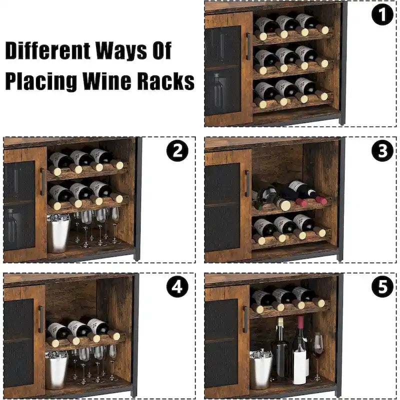 IDEALHOUSE Wine Bar Rack Cabinet with Light