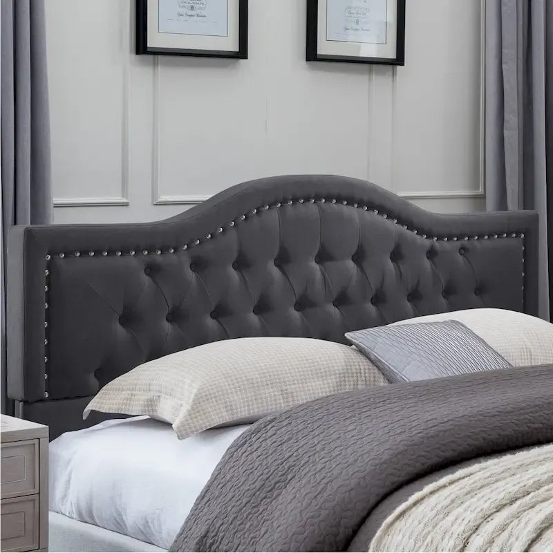 Button Tufted Platform Bed Frame King Size Upholstered Bed