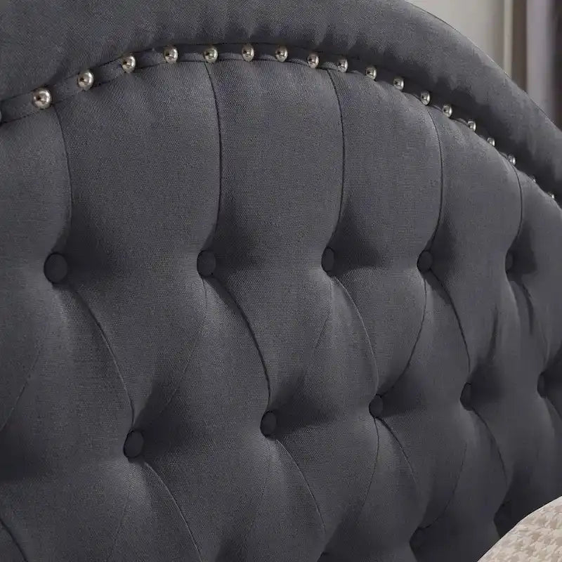 Button Tufted Platform Bed Frame King Size Upholstered Bed