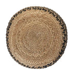 18 Brown and Black Braided Round Pouf Ottoman