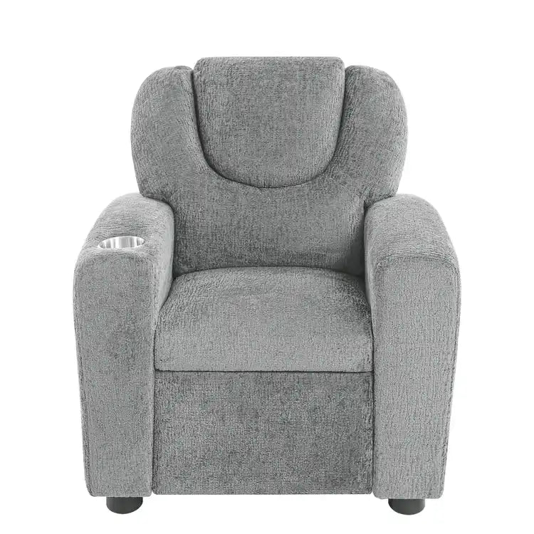 Kids Push Back Recliner Chair with Footrest and Cup Holders