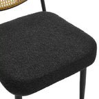 Upholstered Rattan Dining Chairs Side Chair Set of 2 - 33.86H x 18.9W x 22.83D