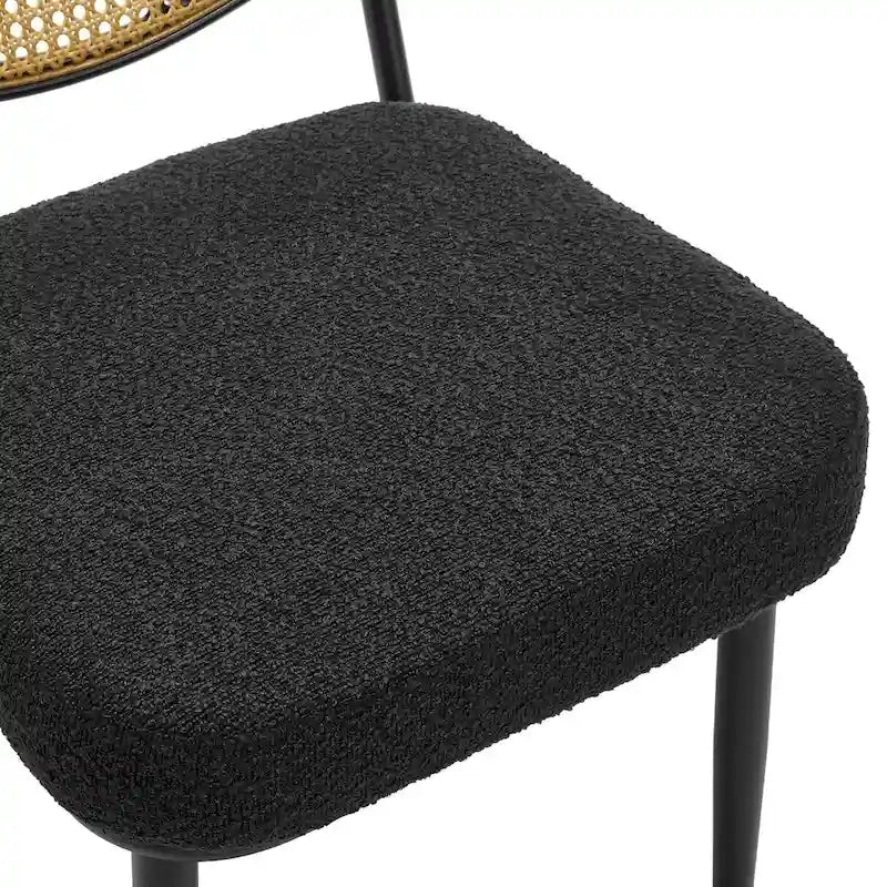 Upholstered Rattan Dining Chairs Side Chair Set of 2 - 33.86H x 18.9W x 22.83D