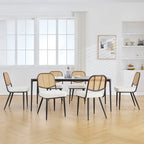 Upholstered Rattan Dining Chairs Side Chair Set of 2 - 33.86H x 18.9W x 22.83D