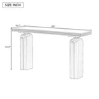 60 Acacia Wood Curved Veneer Console Table - Minimalist Design with Solid Wood Legs