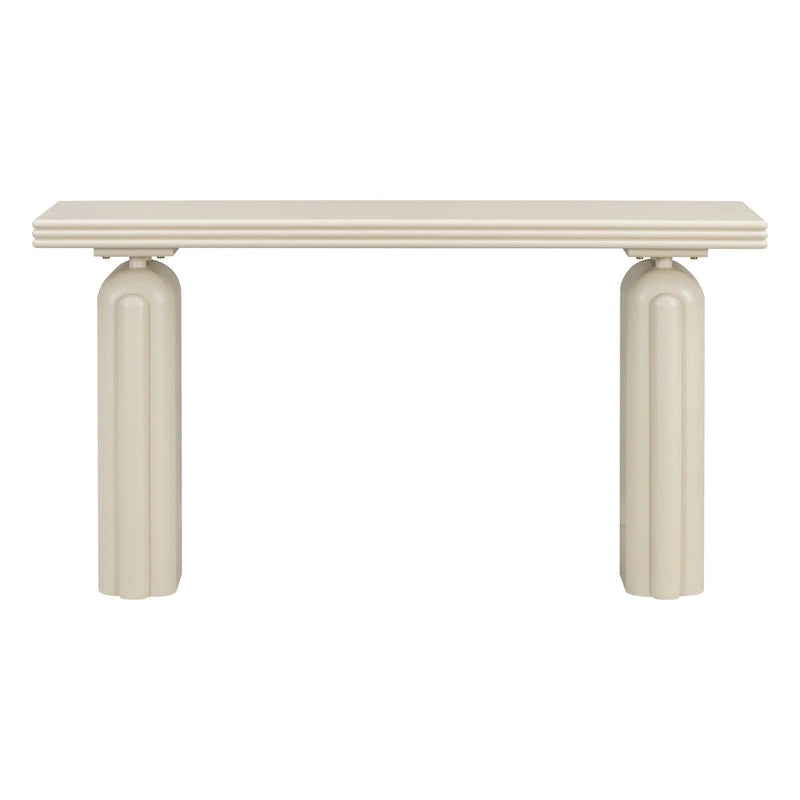 60 Acacia Wood Curved Veneer Console Table - Minimalist Design with Solid Wood Legs