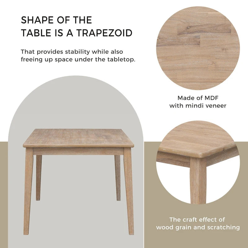 6-Piece Wooden Dining Table Set with 4 Chairs & Bench