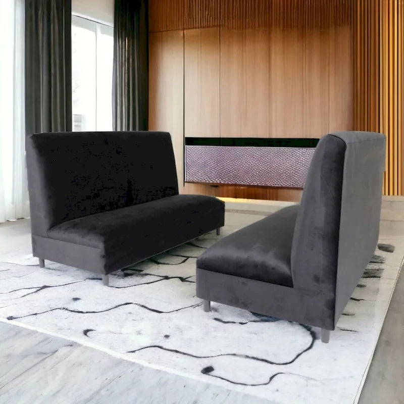 Coast to Coast Sofas Mid Century Modern Seating Booth Velvet Solid Wood Frame Upholstered