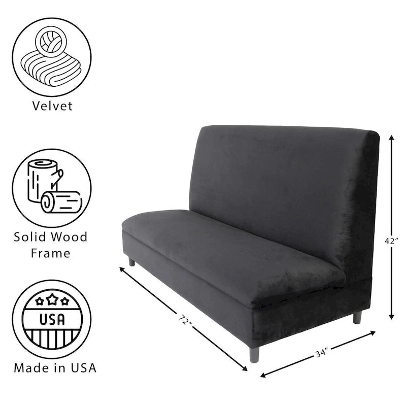 Coast to Coast Sofas Mid Century Modern Seating Booth Velvet Solid Wood Frame Upholstered