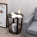 2-Tier Round End Table with Storage Shelf and Metal Frame