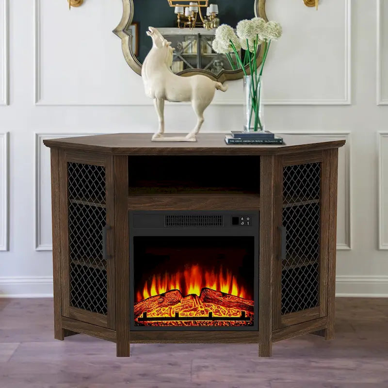 44.8 TV Stand Console with 18 Electric Fireplace and Shelves - N/A