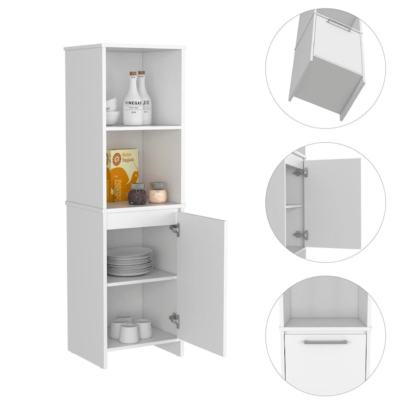 FM Furniture Danforth Pantry Cabinet, Single Door Cabinet, Four Shelves
