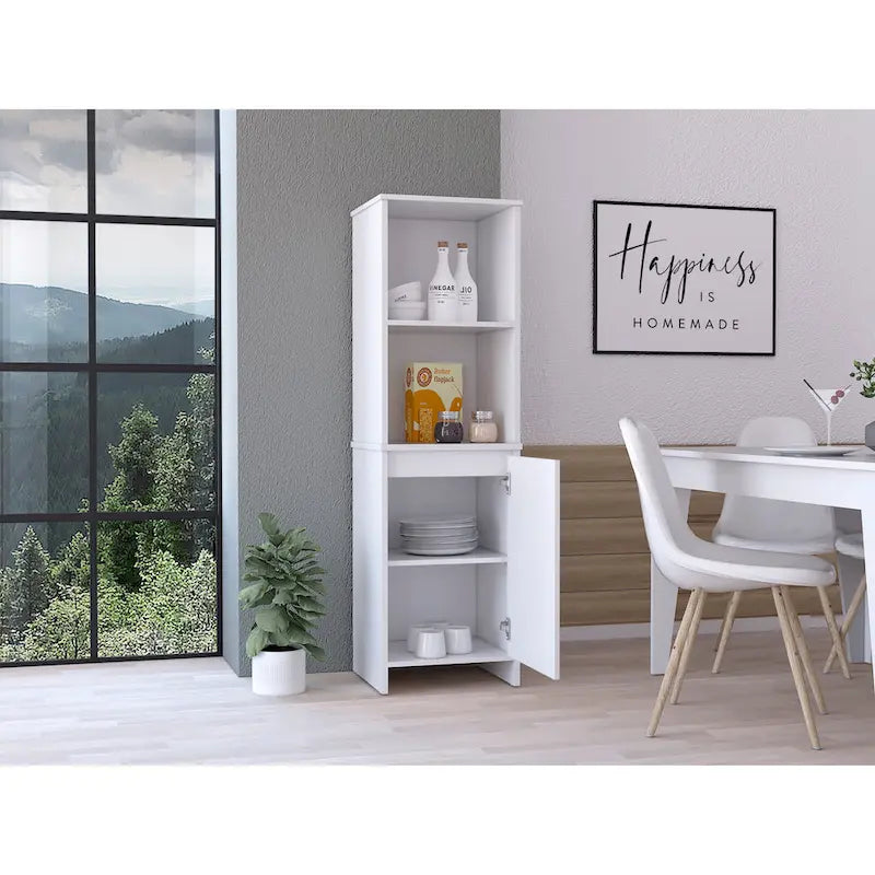 FM Furniture Danforth Pantry Cabinet, Single Door Cabinet, Four Shelves