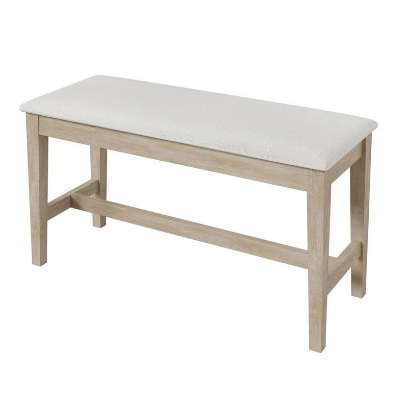 6-Piece Wood Half Round Dining Table Set Kitchen Table Set with Long Bench and 4 Dining Chairs, Modern Style