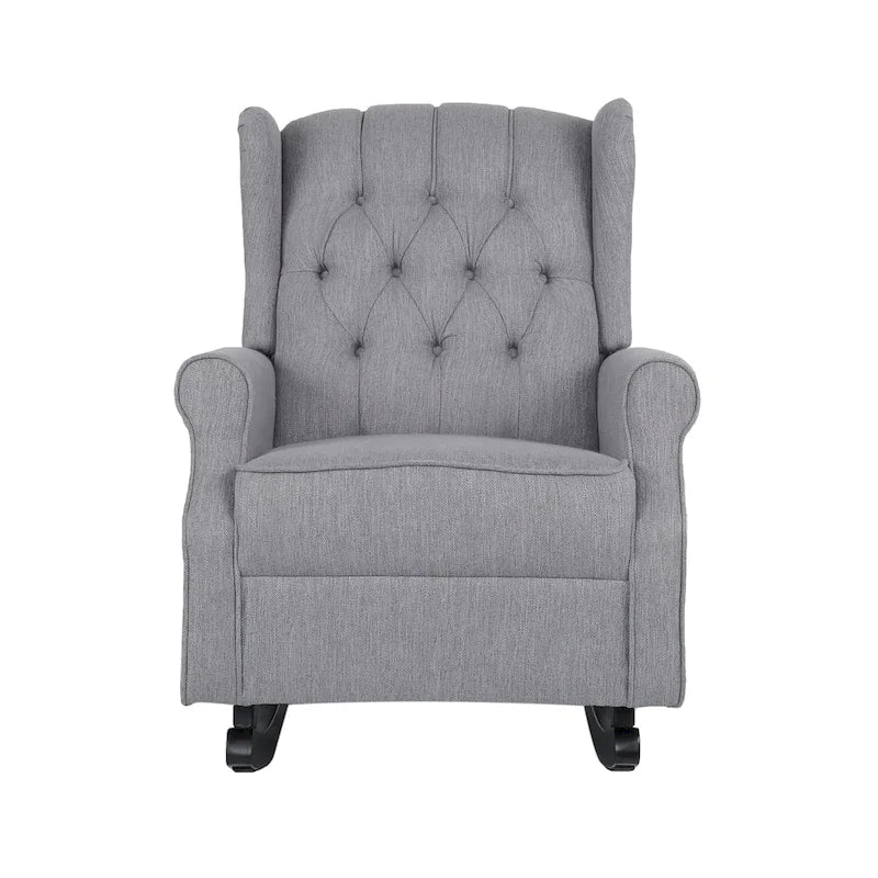 Dobles Fabric Tufted Wingback Rocking Chair