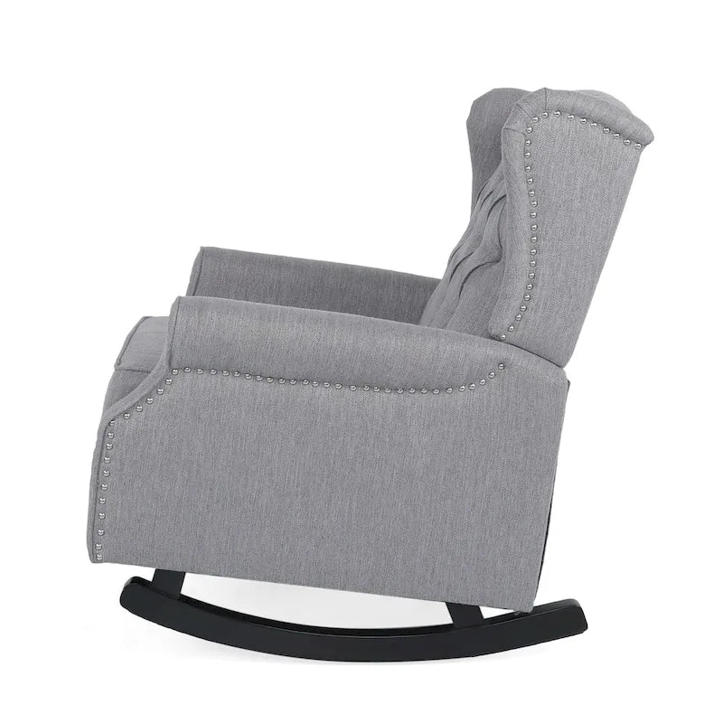 Dobles Fabric Tufted Wingback Rocking Chair