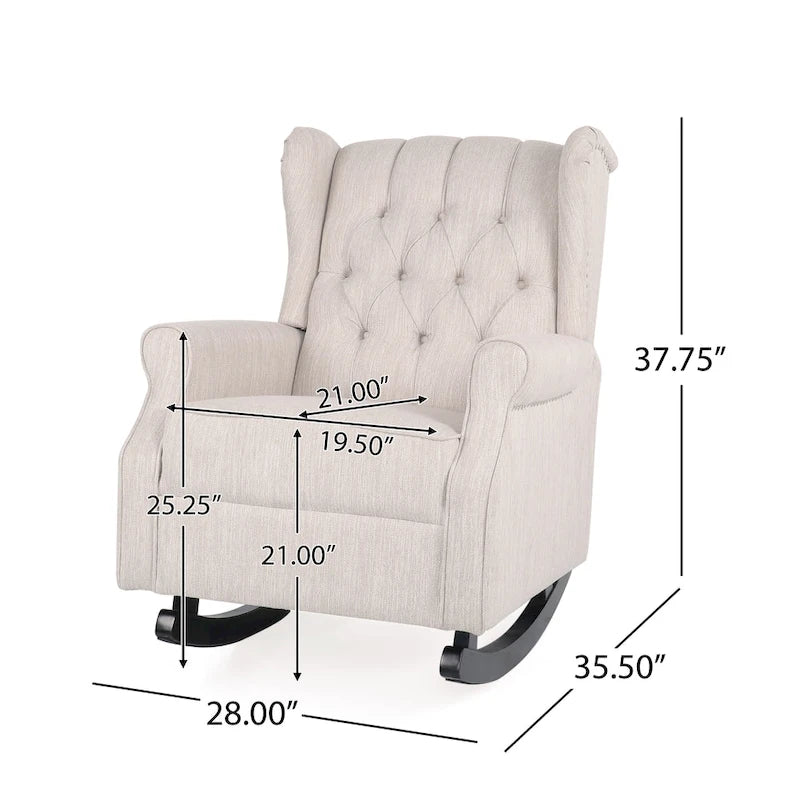 Dobles Fabric Tufted Wingback Rocking Chair