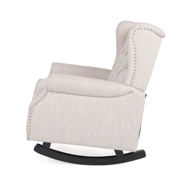 Dobles Fabric Tufted Wingback Rocking Chair