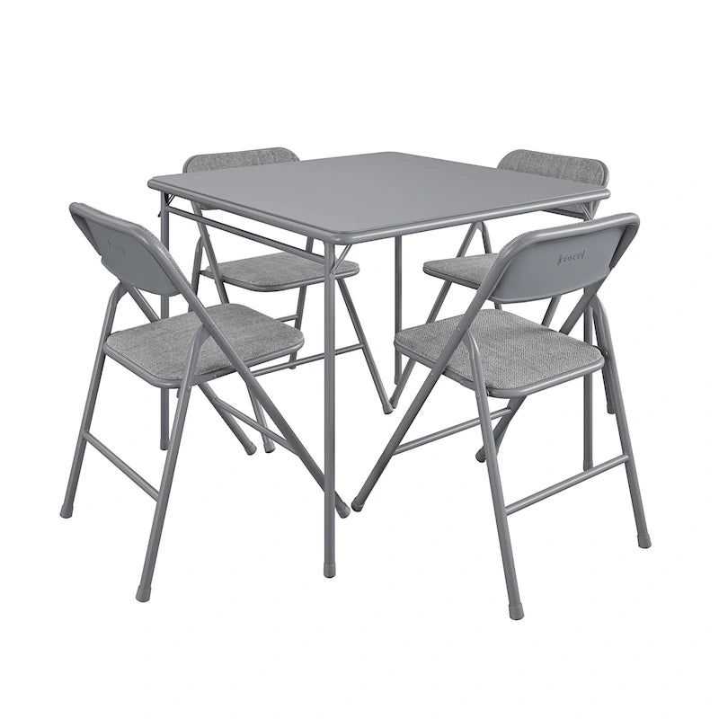 COSCO 5-Piece Folding Vinyl Table and Fabric Chair Set - 5 piece