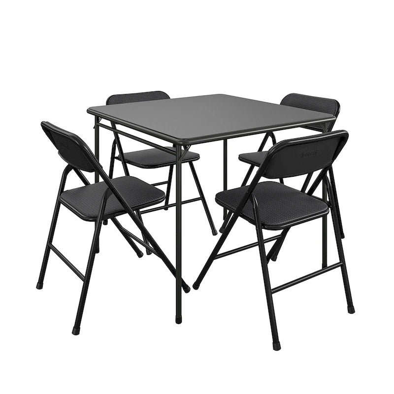 COSCO 5-Piece Folding Vinyl Table and Fabric Chair Set - 5 piece