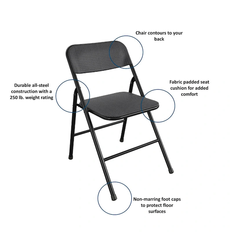 COSCO 5-Piece Folding Vinyl Table and Fabric Chair Set - 5 piece