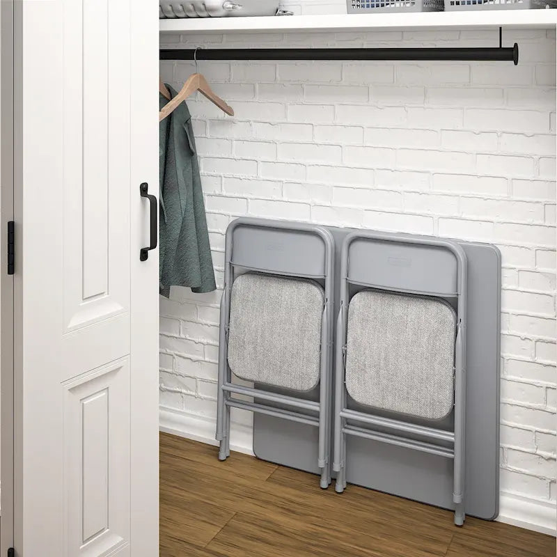 COSCO 5-Piece Folding Vinyl Table and Fabric Chair Set - 5 piece