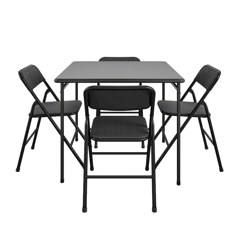 COSCO 5-Piece Folding Vinyl Table and Fabric Chair Set - 5 piece