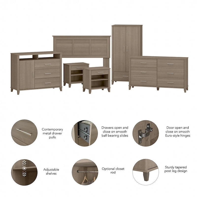 Somerset 6 Piece Full/Queen Size Bedroom Set