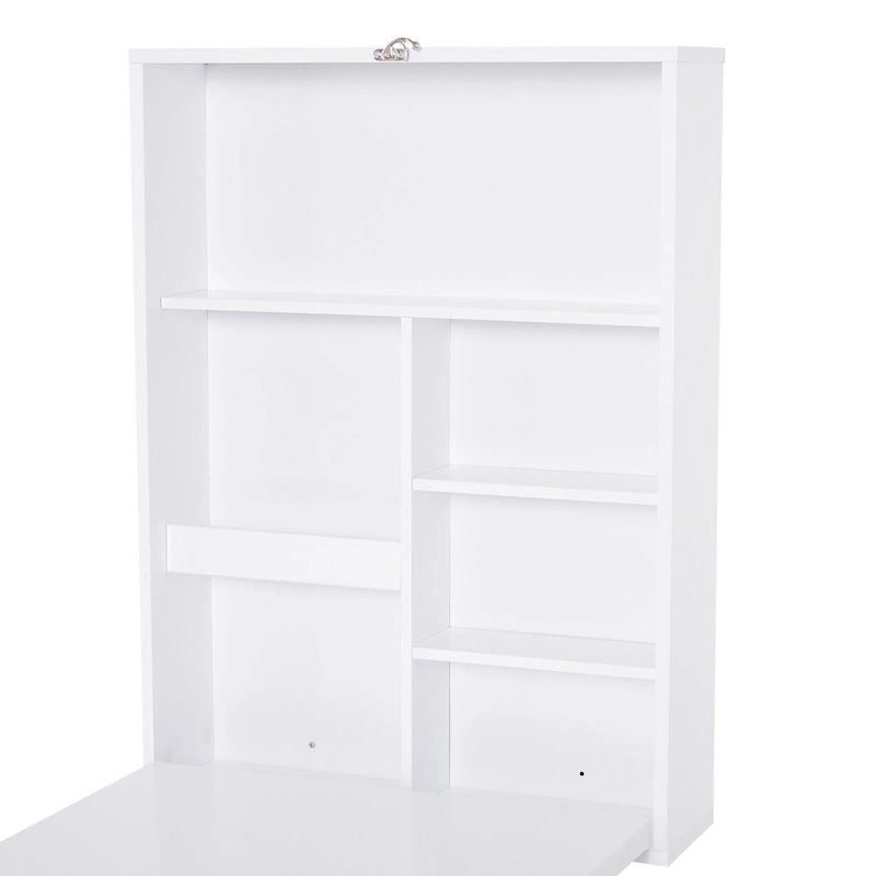 Wall Mounted Foldable Desk: Blackboard, Book Storage - Space Saving