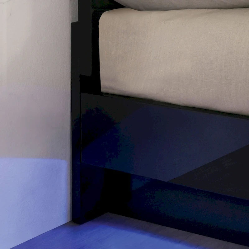 Benvolio Contemporary Black LED Light Platform Bed