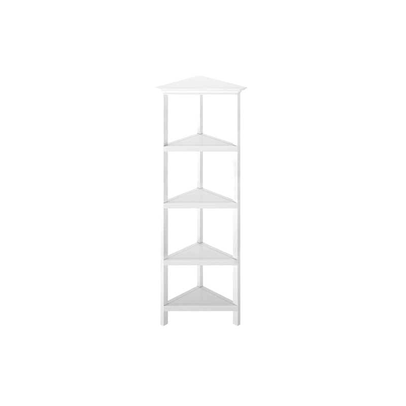 Edenton Tall Wood Corner Bookcase with 4 Shelves, White