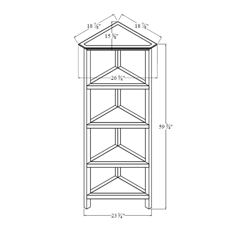 Edenton Tall Wood Corner Bookcase with 4 Shelves, White