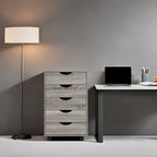 Portable Wooden 5-Drawer Cabinet with 360 Wheels, Easy Pullout Design, and Extra Top Storage