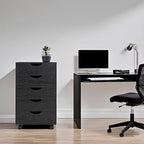 Portable Wooden 5-Drawer Cabinet with 360 Wheels, Easy Pullout Design, and Extra Top Storage