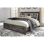 Drystan Rustic Brown Bookcase Bed with Footboard Storage Drawers