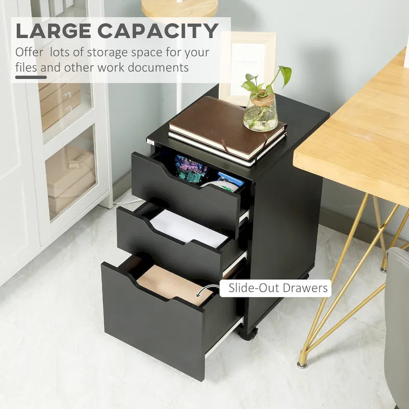 3 Drawer Mobile File Cabinet, Rolling Printer Stand, Vertical Filing Cabinet