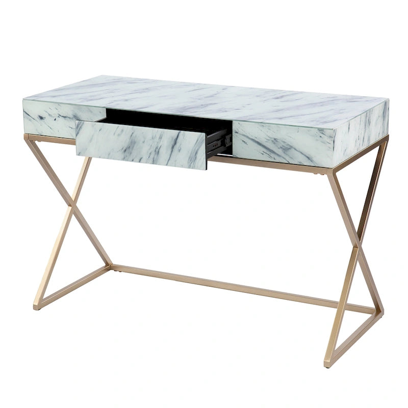 Kewen Glam White Stone Writing Desk