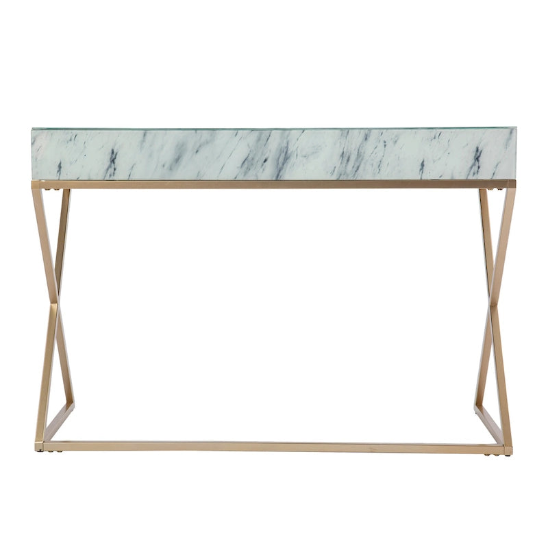Kewen Glam White Stone Writing Desk