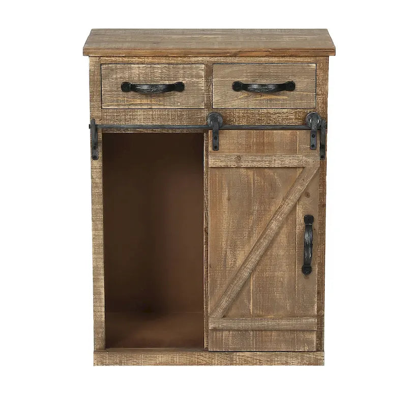 Brown Rustic Sliding Barn Door Storage Cabinet - 31.8 H x 24 W x 12 D