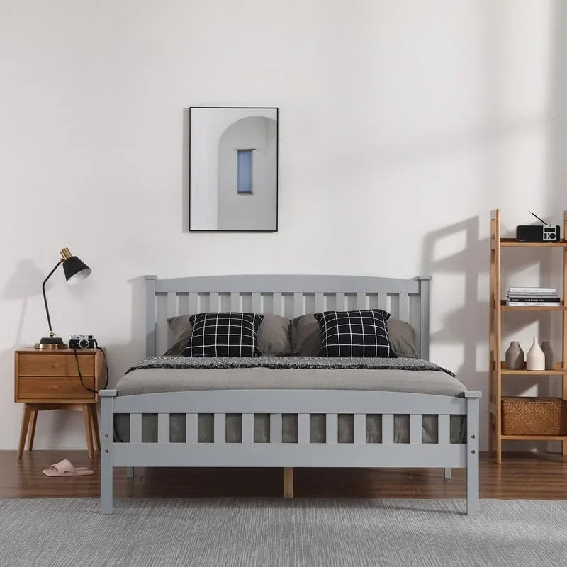 Vertical Wood Platform Bed With headboard