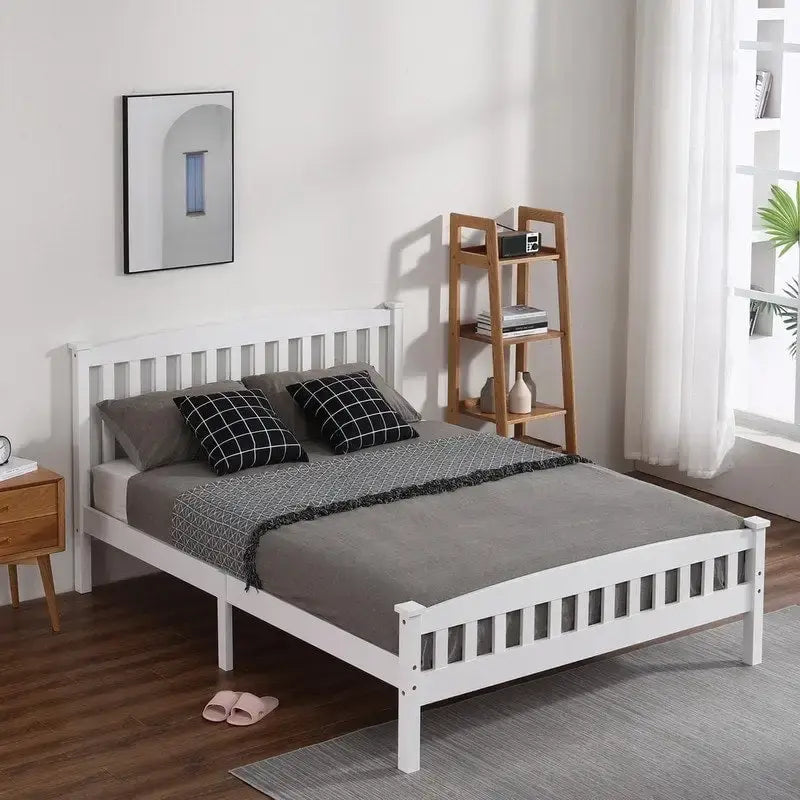 Vertical Wood Platform Bed With headboard