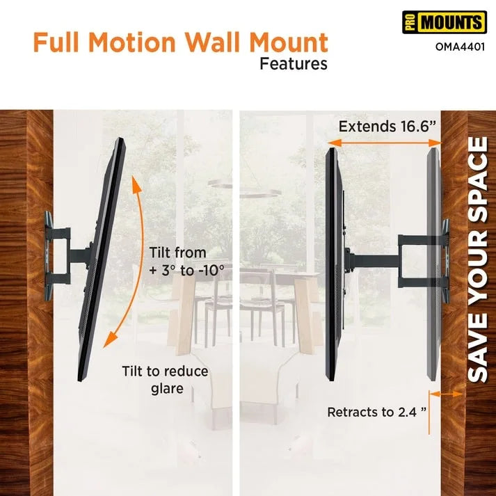 ProMounts Articulating Full Motion TV Wall Mount - 24-60