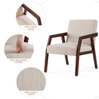 HUIMO Set of 2 Accent Armchair Solid Wooden Brownness/ White/ Blue Upholstered Mid-Century Modern Accent Chair for Living Room