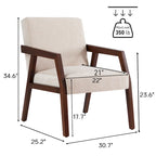 HUIMO Set of 2 Accent Armchair Solid Wooden Brownness/ White/ Blue Upholstered Mid-Century Modern Accent Chair for Living Room