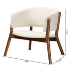 Baron Mid-Century Modern Cream Boucle Fabric Upholstered and Walnut Brown Finished Wood 2-Piece Living Room Accent Chair Set