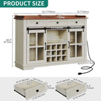 Moasis Sliding Barn Door Wine Bottle Storage with USB Ports and Outlets