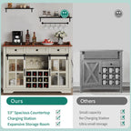 Moasis Sliding Barn Door Wine Bottle Storage with USB Ports and Outlets